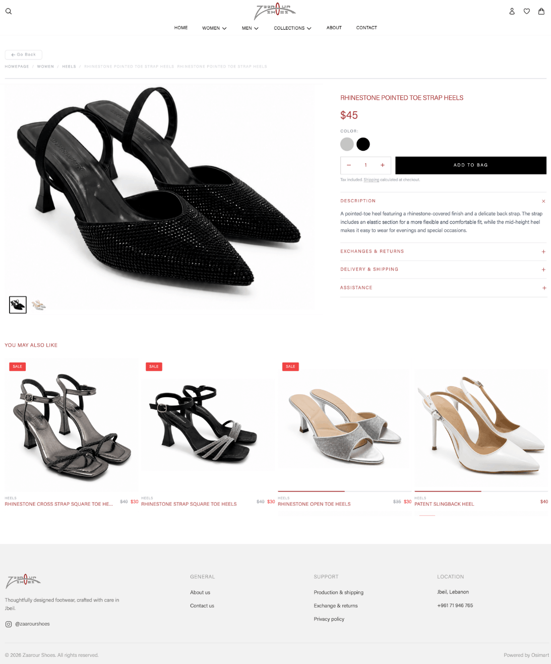Zaarour Shoes website